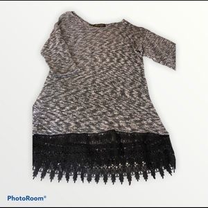 ✨Absolutely Famous Grey Lace Knit Sweater Top